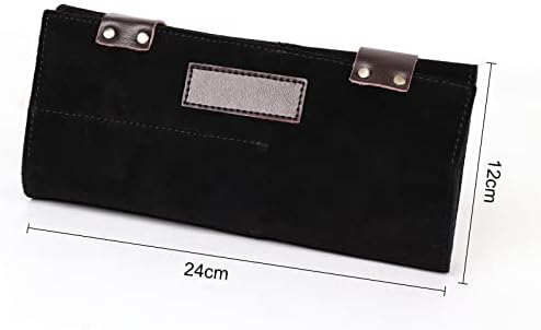 Чанта за салонных ножици, 12 джобове, държач за фризьорски ножици от естествена кожа, калъф за фризьорски ножици (HJ-ZP011-Черен)