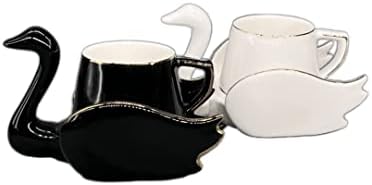 Комплект Керамични чаши Кафе на Newmyth с Хубав Лебед и Блюдцем, Определени Чаени Чаши 3,72 мл /100 мл, Креативна Чаша