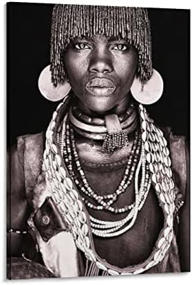Плакат с Портрет на Африканския Аборигена, Черно-Бели Стенни Художествени Плакати върху Платно, Щампи, Живопис за Хол,