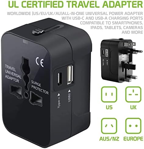 Международен захранващ адаптер USB Travel Plus, който е съвместим с Kyocera E6790 за захранване на 3 устройства по целия