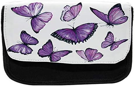Молив случай Lunarable Purple Butterfly, Летящи Monarch, Тъканно Чанта за Моливи с двоен цип, 8,5 x 5,5, пурпурно-лилаво