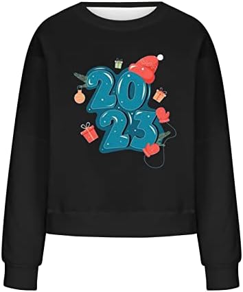 Oplxuo Китайската Нова Година на Заека 2023 Hoody за Жени Мода с Дълъг Ръкав Сладък Графичен Празничен Пуловер Потници