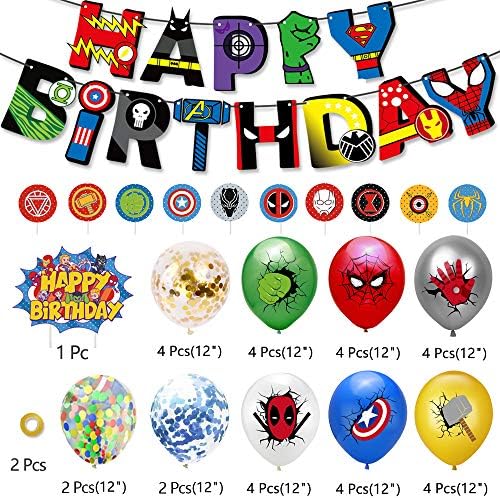 Аксесоари за парти по случай рожден Ден, Украса за Рожден Ден за момчета, Комплекти Включват Банер за Рожден Ден, балони,