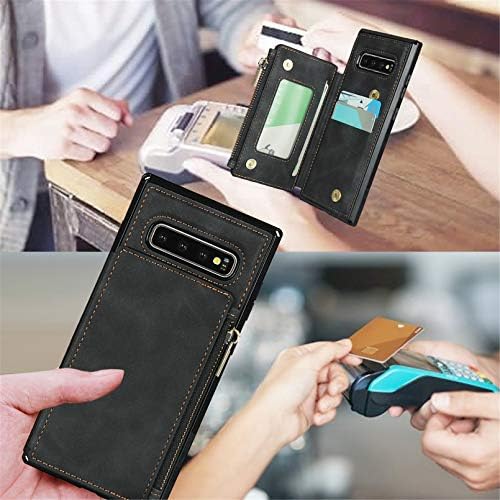 Zouzt [RFID Заключване] Калъф-чанта за Samsung Galaxy S10 Plus, една Чанта-портфейл, чанта за носене с картодържателя,