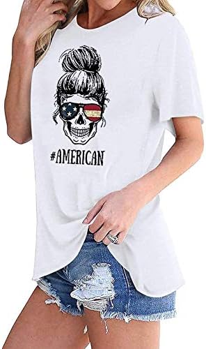 Kaniem / Тениски на Четвърти юли за жени, тениска с американския флаг, принтом семки, Патриотическая тениска с къс ръкав,