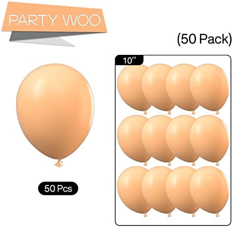 PartyWoo Прасковени Балони, 50 бр 10 Топки прасковен цвят на Цвят, Прасковени Латексови Балони, Балон, Праскова, Прасковени