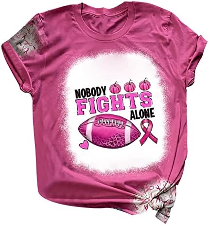 Информираността за рака на гърдата Октомври Носим Розови Блузи, Тениски с кръгло деколте, Дамски Ризи са с яка-часова Голям Размер с дълъг ръкав