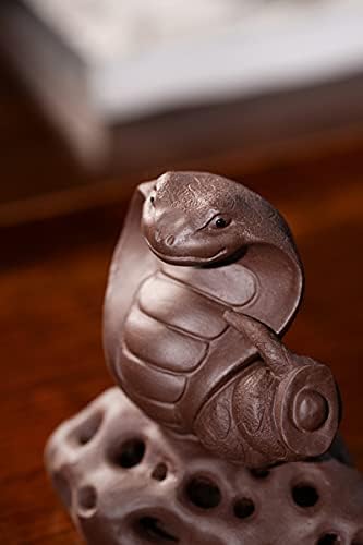 Статуетки на Змия Кралска Кобра от лилава глина Slowtee Yixing за Чай, Украса за Чай на масата от Лилаво пясък за декорация,