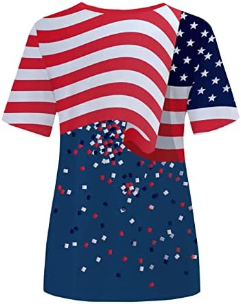 Тениска с Американския Флаг, Дамски Блузи На Ден на Независимостта, Свободни, С Къс Ръкав и Кръгло Деколте, 4 Юли, Патриотическая