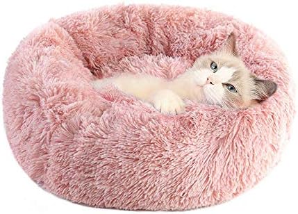 Легла за котки Donut Cuddler - Мека и Къса Плюшен легло за коте, Легло за куче, за домашен любимец в помещението, Легло