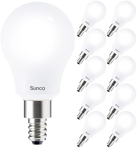 Sunco 10 Бр. Вентилатор на тавана Крушка A15 LED Полилей E12 База 5 W Еквивалент на 40 W 5000 До Дневна светлина, 450 LM, Димиране, Матиран и Водоустойчив, Незабавно се включва, Супер