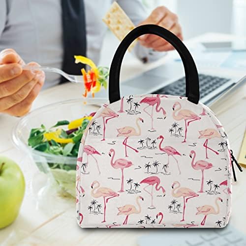 ALAZA Flamingo Bird Фонова Чанта за Обяд, Чанта-Тоут, Изолирани Чанти-Охладители, за многократна употреба Контейнер за