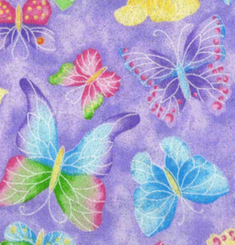 Блестяща пеперуда в лилаво-памучен плат By The Yard